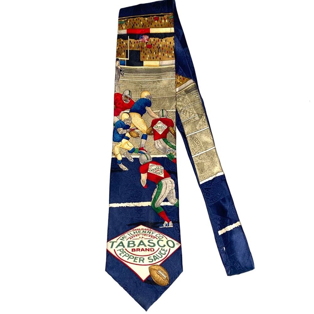 Tabasco Hot Sauce Silk Football Theme Novelty Tie